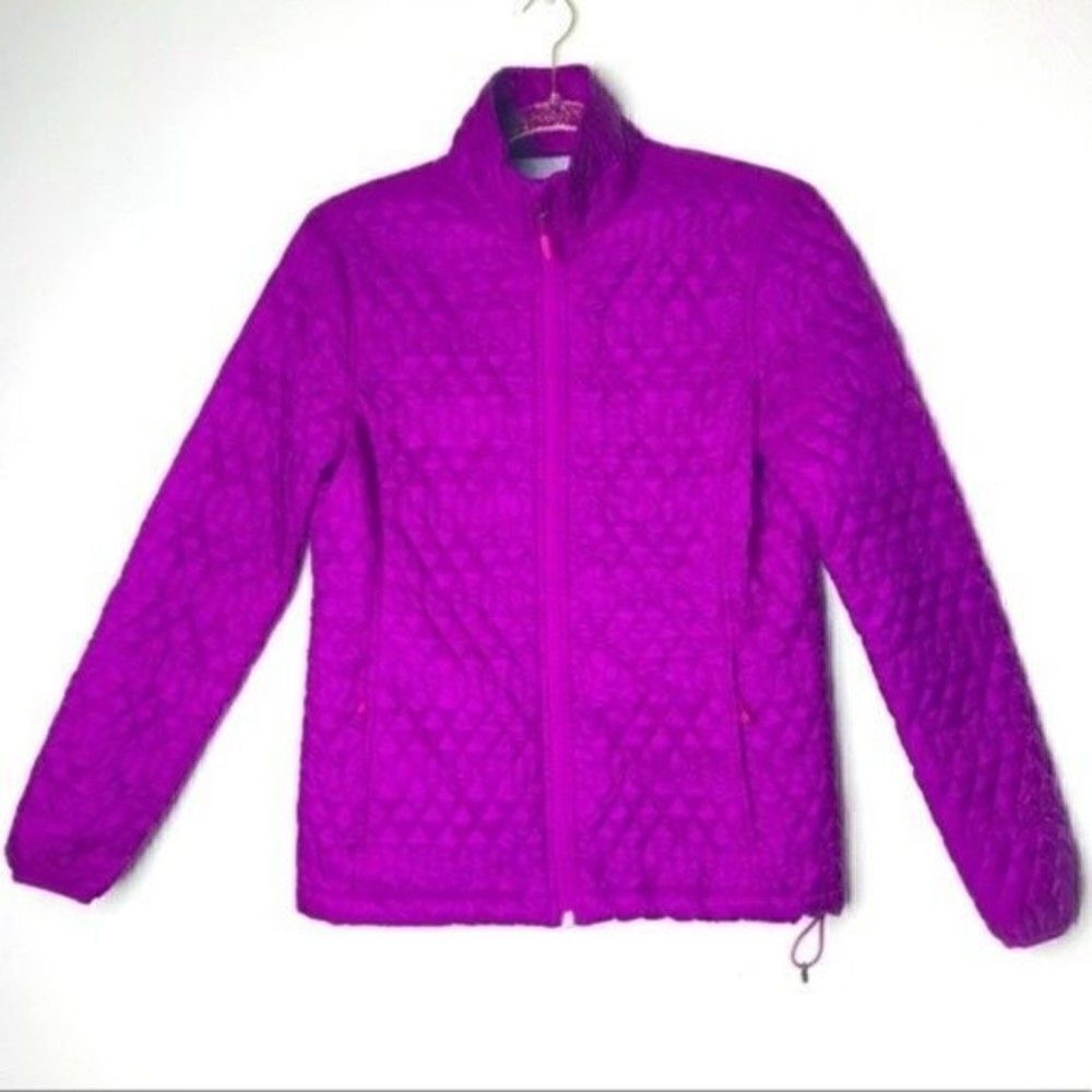 LandsEnd quilt puffer fuchsia jacket size XS 2-4 BoxH primaloft